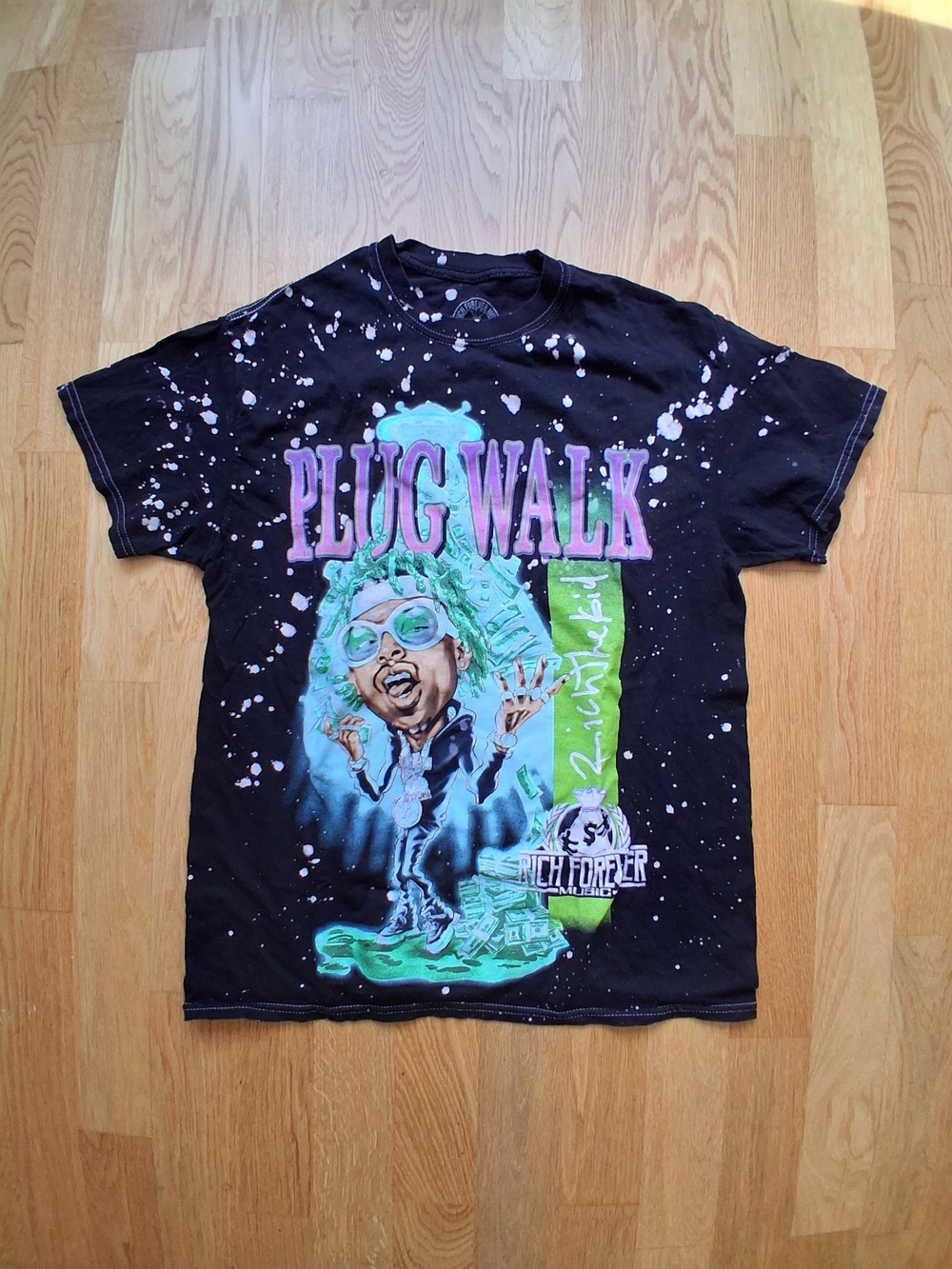 Plug Walk Graphic Play Boi Carti Tee - Black with Green & Purple Artwork